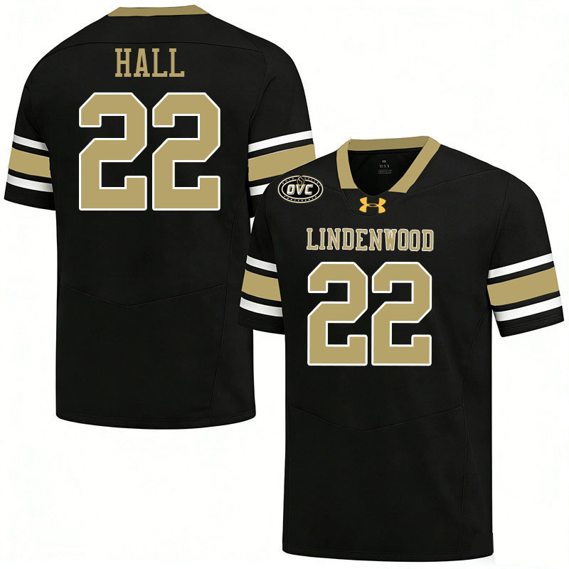 Lindenwood Lions #22 Steve Hall College Football Jerseys,Uniforms-Black